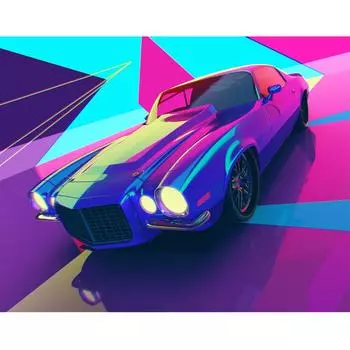 5D DIY Алмазная вышивка Цветной рисунок автомобиля Алмазная картина Вышивка крестиком Полный алмаз Алмазная мозаика Украшение Full Square (20X30CM)