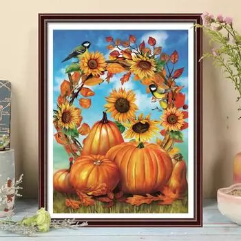 5D DIY алмазная живопись цветы тыквы набор для вышивки крестиком мозаика Алмазная вышивка полная круглая/квадратная дрель украшение дома Round 30x40cm