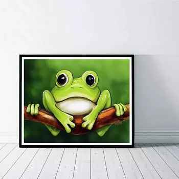 5D DIY алмазная живопись милая лягушка набор для вышивки крестом Мозаика Алмазная вышивка роза полная круглая/квадратная дрель украшение дома Round 30x40cm