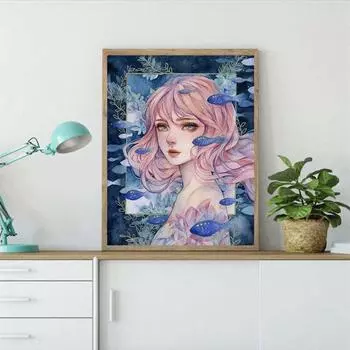 5D DIY алмазная живопись мультфильм девушка портрет полная круглая алмазная вышивка мозаика цветы вышивка крестиком домашний декор стены ремесла Full Round 20x30CM