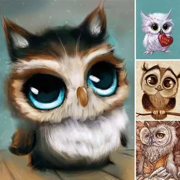 5D Diy алмазная живопись Сова, набор для вышивки крестом, полная дрель, круглая вышивка, мозаика, мультяшная художественная картина, декор из стразов, подарок Full Round 20x30CM