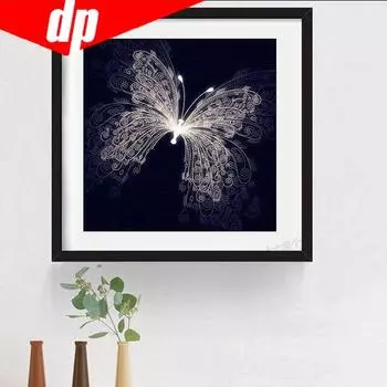 5d Diy Broderies Diamants Подарок «Белая бабочка» Алмазная мозаика Картина Полная алмазная вышивка 30x30