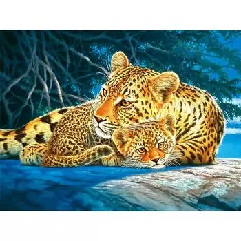 5D Diy Diamond Картина Полный Круглый Стразы Diamant Картина Вышивка Золотой Леопард 20X30CM
