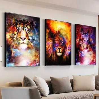 5D DIY Лев Волк Тигр Алмазная картина Стена Искусство Холст PaintingВышивка Мозаика Красочные животные Wolf 20X30CM