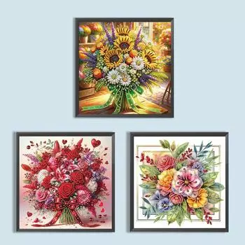 5D DIY Partial Special Shaped Drill Diamond Painting Kit Flower Grass Series Kit красный