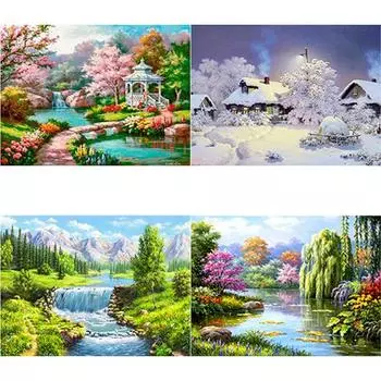 5D DIY Пейзаж, алмазная живопись, пейзажные фотографии, Алмазная вышивка, полная круглая дрель, стразы, ремесла, домашний декор, подарок Full Round 15x20CM