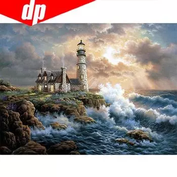 5D DIY Полная Алмазная картина Мозаика Морская башня Алмазная вышивка со стразами Вышивка крестом 20X30