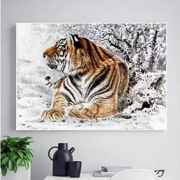 5D DIY Полный дрель Алмазная картина Тигр Мозаика Вышивка крестом Наклейка Украшение дома 20X30CM