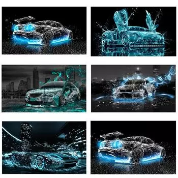 5D DIY Полный квадратный дрель Алмазная картина Вышивка крестом Великолепный спортивный автомобиль Вышивка стразами 20*30 cm