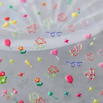 5D Relief Floret Star Dinosaur Nail Sticker Manicure Accessories DIY Nail Art Decoration Nail Decal 1