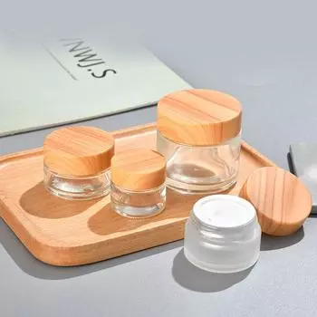 5G-100G Frost Glass Cream Bottle с деревянной крышкой портативная пустая бутылка для ухода за кожей гель сыворотка контейнер косметический дозатор инструмент 100g