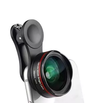 5K Ultra HD Объектив камеры для смартфона 18 мм 128 градусов Широкоугольный 15-кратный макрообъектив для телефона без искажений с чёрный