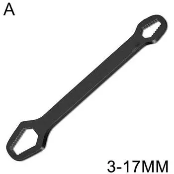 5mm Thick Adjustable Torx Wrench - Self-Tightening Dual-Head Spanner, Fits 3-17mm, Portable for Home & Auto Repairs, Versatile Black AVE чёрный