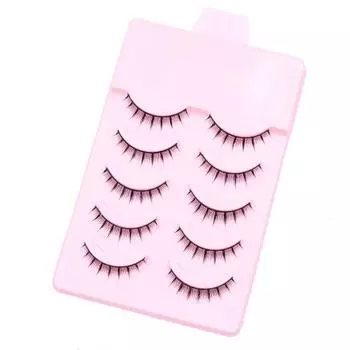 5Pairs Dramatic 3D False Eyelashes Black Stem Volume Lashes Natural Look Reusable for Eye Enlarging Effect cos short