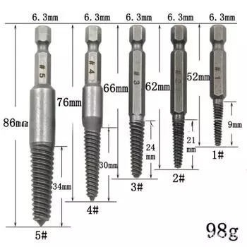 5pc Hex Handle Broken Head Screw Removal Tool 60mm Black Electric Hex Screw Removal Tool Set Cover Manual Screwdriver серый