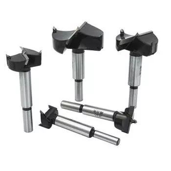 5pc Woodworking Flat Wing Drilling and Reaming Hinge Drill Bit 15-35mm Drilling Bit Hole Opener Cutting Tool Set Round handle