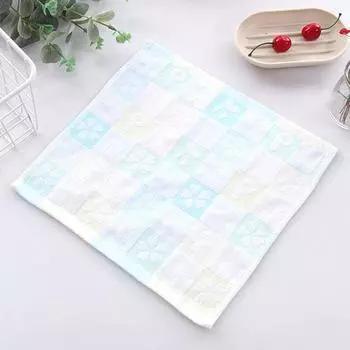 5Pcs 25x25cm Gauze Plaid Hand Towel Cute Hanging Children s Handkerchief Water Absorbent Kawaii Cotton Dishcloth Kitchen синий