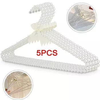 5pcs 40cm Pearl Hanger Bow Tie Bride Durable Hanger for Adult Pegs Clothes Elegant Organizer Clothespins Wedding Dress Hanger