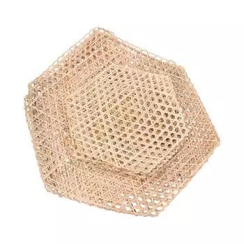5Pcs 9/11/12/13 Holes Hexagonal Bamboo Mesh Mat Food Decorative Mesh Mat Kitchen Steaming Mat Kindergarten Diy Weaving Pendant