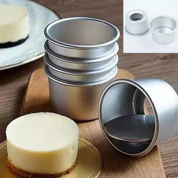 5pcs Aluminum Alloy Cake Mold Cupcake Pan Pudding Mold DIY Baking Mold with Removable Bottoms