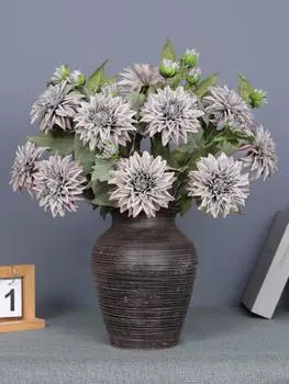 5Pcs Artificial Dahlia Flowers 2 Heads Artificial Dahlia Branch Silk Flores Simulation Dahlia Flowers for Home Desk Flowerpot Wedding Decor Flowers оранжевый
