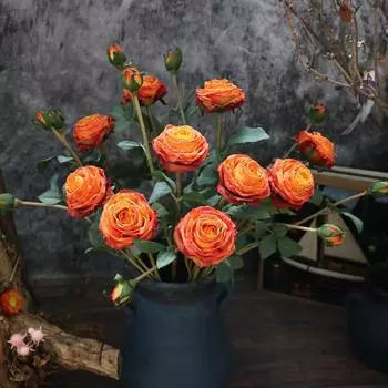 5PCS Artificial Flowers Silk Flowers Real Touch Realistic Roses Bouquet Long Stem for Home Wedding Party Valentine s Day Mother s Day Table Decoration темно-розовый