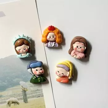 5Pcs Bright Face Character Resin Refrigerator Sticker Home Decor Magnet Cartoon Character Magnet Home Decor Magnet