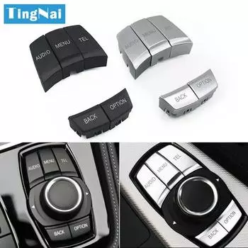 5PCS Car Central Console Armrest CIC IDrive Multimedia Control Buttons Cover For BMW F20 F21 F45 F46 F48 F49 F30 F32 F33 F82 F83 F30 Black 5pcs set