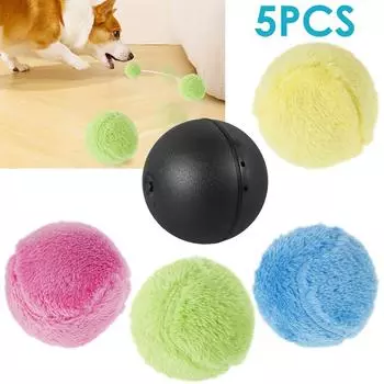 5pcs Cat Plush Ball Toys Automatic Rolling Smart Toys Interactive Magic Toy Ball Kitten Training Toys Indoor Playing Pets Toys