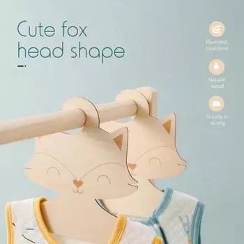 5Pcs Cloth Hanger Non-slip Space Saving Wooden Fox Shaped Baby Hanger Rack for Wardrobe