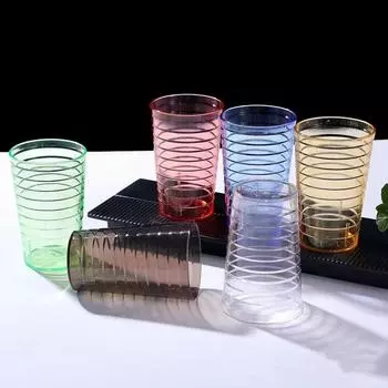 5 шт. цветной пластиковый стаканчик для холодной воды, прозрачный, устойчивый к падению, стаканчик для ресторанной воды, пивной стаканчик, стаканчик для ополаскивателя рта синий