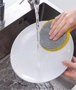 5pcs Double Side Dishwashing Sponge Pan Pot Disc Washing Brush Dish Wash Sponges Household Cleaning Reusable Kitchen Tool