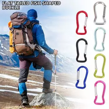 5Pcs Fish Shape Spring Snap Clip Outdoor Aluminum KeyRings Hangings Buckles Carabiner Keychains Bag Clip Hook Connector чёрный