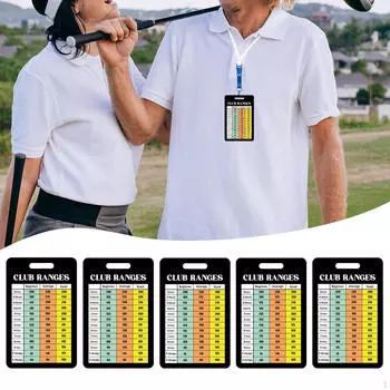 5Pcs Golf Club Range Chart Cards Estimation Cheat Gift Sturdy Easy Carry Yardage