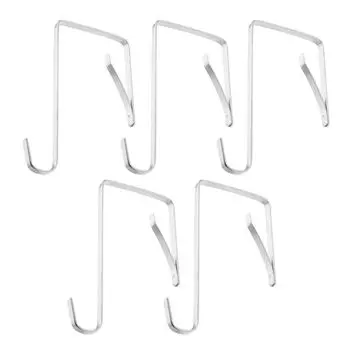 5Pcs Iron Adjustable Over The Door Hook Silver Door Hook Rustproof Door Hanger Hats 5mm