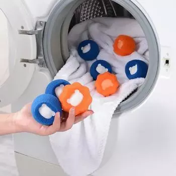5PCS Pet Hair Sponge Cleaning Ball Reusable Cat and Dog Hair Remover Fluff Catcher Cleaning Tool Washing Machine Filter