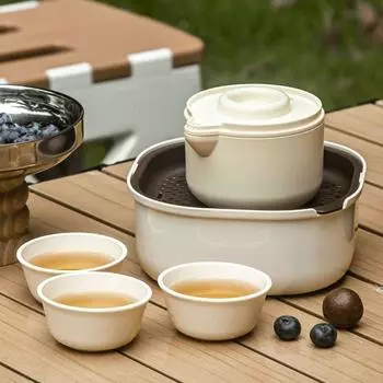 5pcs Plastic Kung Fu Tea Set Anti-fall Teacup Set Unbreakable Travel Tea Pot Set Outdoor 5pcs tea set