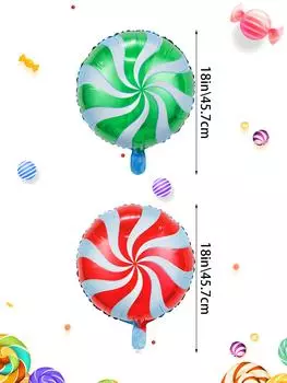 5pcs red and 5pcs green Christmas balloons, candy pinwheel foil balloons, 18 inch candy balloons, Christmas party decorations 18inch