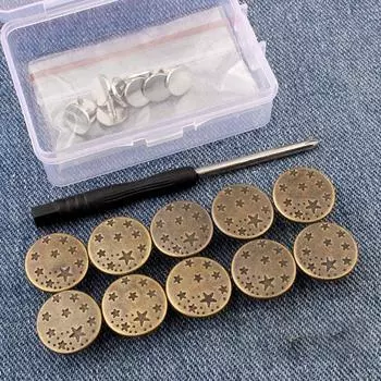 5pcs Replacement No-Sewing Metal Button Detachable DIY Adjust Universal Buckle Portable Repair Kit Screw type5