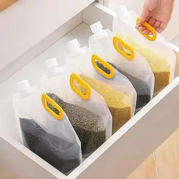 5pcs Sealed Storage Bag Rice Packaging Bag Grains Moisture-Proof Insect-Proof Transparent Thickened Portable Food-Grade Bag