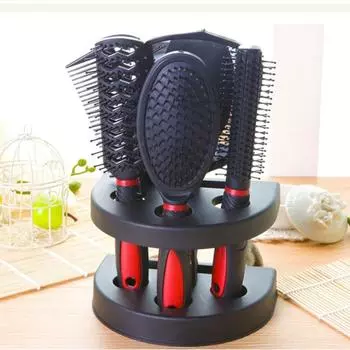 5pcs/set Professional Massager Comb Mirror Set Anti-static Anti-slip Makeup Mirror Hairbrush Set Durable Soft