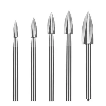 5Pcs/set Set of White Steel Three-blade Woodworking Milling Cutters, Electric Carving Knives, Wood Carving Root Carving Sharp Knives