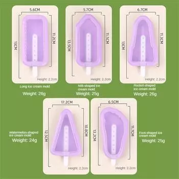 5pcs/set Summer DIY Silicone Ice Cream Makers Mold With Cover And Stickers Kitchen Accessories Lovely Heart Ice Cream Mould