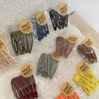 5Pcs/Set Waterdrop Shape Hair Clip Solid Color Bangs Clip Milk Coffee BB Hairpins Handmade Kids Girls Side Clip Hair Accessories темно-синий