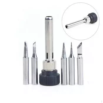 5Pcs Solder Iron Tips with 1 Retaining Sleeve Copper Base Fits 936 Station Accessory