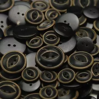 5pcs Two-eye real horn buttons, fish-eye concave clothing decorative buttons, high-end men s business blazer buttons 1 #[15mm GDL38 #Fish Eye Real Horn Fire Black]