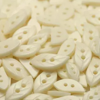 5pcs Two-eye special-shaped resin button, leaf-shaped clothing decorative button, simple tweed coat, coat button. 1 #[23x10.5mm LY895 #Two-eye leaf beige]