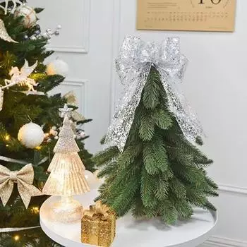 5Pcs Unique Polyester Christmas Sequins Bows Handmade Finished Bowknot Hanging Ornament DIY Christmas Tree Ornaments Wedding