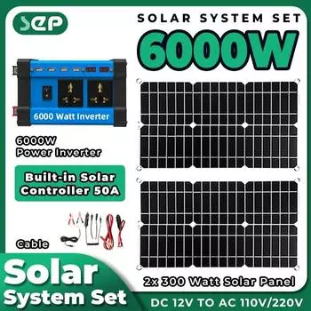 6000 Вт Interver Outdoor Power 12 В солнечный генератор энергии солнечная панель с 30 А комплектом солнечных батарей контроллер заряда солнечная система набор для кемпинга 6000W
