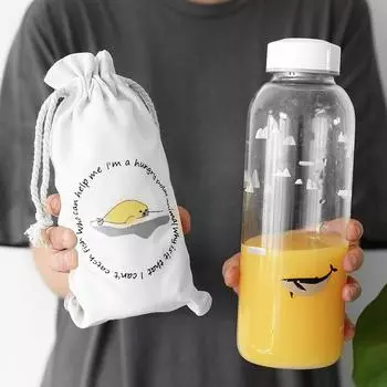600/1000ml Large Capacity Glass Water Bottle Creativity Leak Proof Mug Outdoor Travel Portable Kettle Cute Cartoon Drink Tumbler 0.6L